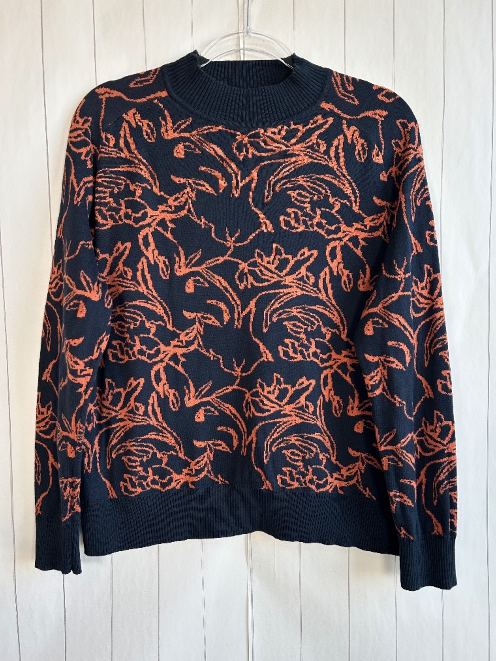 Amour Vert size M Gemma pullover sweater navy orange floral 100% organic cotton